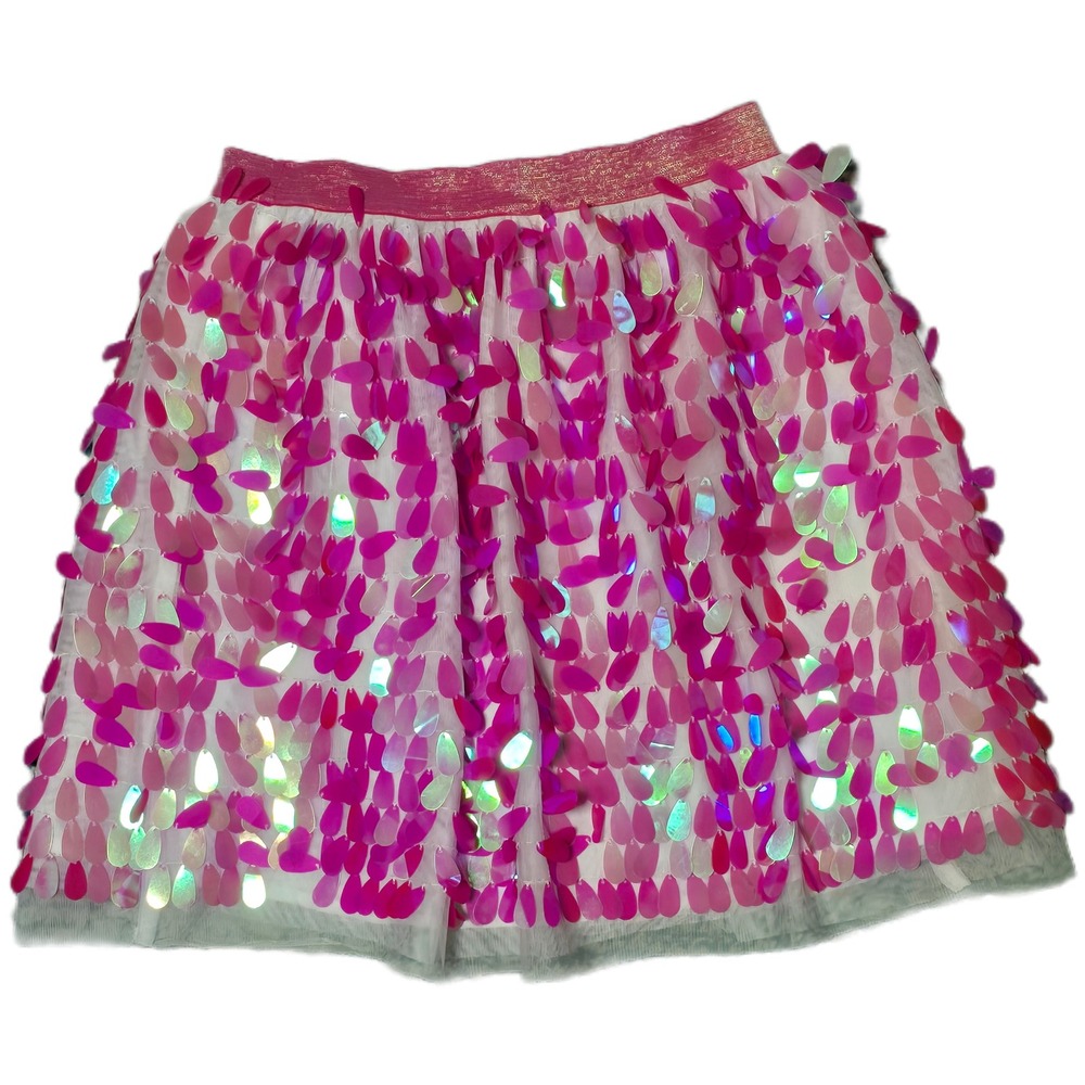 Cat and Jack Girls XL 14-16 Pink Ombre Sequin‎ Tulle Skirt Sparkly Party (AE)